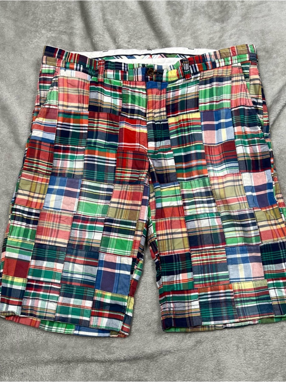Polo Ralph Lauren Indian Madras Plaid Shorts Mens 36 Patchwork Cotton